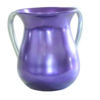 Yair Emanuel Aluminum Cast Wash Cup - Purple with Silver Handles