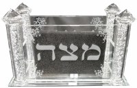 Matzah Holder Crystal Square Design with Pillars and Crystal Beads