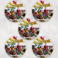 Mishloach Manos Coasters Illustrated Purim Design 5 Piece Set
