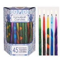 Chanukah Candles Premium Tapered Rainbow Splash