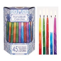 Chanukah Candles Premium Tapered Multi Tri Color