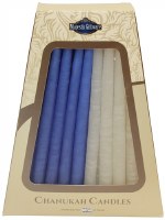 Safed Handcrafted Chanukkah Candles Blue and White 6" 45 Pack Burn Time 1 Hour