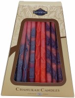 Safed Handcrafted Hanukkah Candles, 6-Inch, Pink/Blue/Orange/Purple, 45-Pack