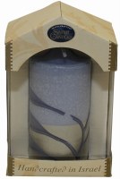 Safed Pillar Candle Blue and Silver Assorted Design Large 3" x 6"