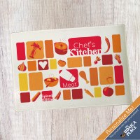 Fleishig Cutting Board Tempered Glass Geometric Meat Design 15" x 11"