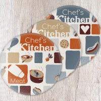 Cutting Board Tempered Glass Earth Tone Geometric Collection Set of 3 8" Round