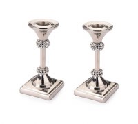 Candlesticks Stainless Steel with Clear Rhinestone Rings