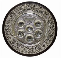 Seder Plate Kaarah Wood and Silver Plated on Legs
