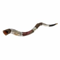 Yemenite Shofar Accented with Silver and Gold Extra Large 37.4" - 41.3"