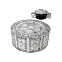 3 Tiered Seder Plate Kearah with Doors Silver Plated Floral Design
