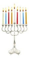 Silver Plated Candle Menorah Classic Design 7.5"