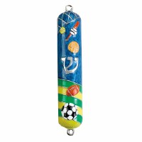 Enameled Mezuzah Sports Design 5"
