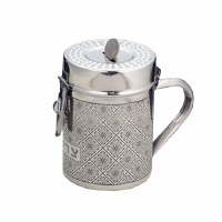 Tzedakah Box Stainless Steel with Diamond Design