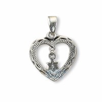 Star of David in Heart, Sterling Silver