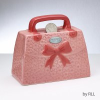 Pink Purse Ceramic Tzedakah Box