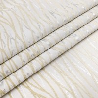 Jacquard Tablecloth White Gold and Silver Waves Pattern 70" x 160"