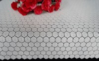 Lace Tablecloth Unlined Hexagon Design White 60" x 90"