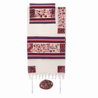 Yair Emanuel Embroidered Cotton Tallit -The Matriarches in Color TFE-8 21" X 77"