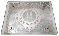 Glass Candlesticks Tray Silver Plated Shabbos Design 12" x 16"