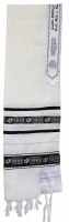 Tallis Wool Size 18 Stars of David and Menorah Motifs Black and Silver 18" x 72"