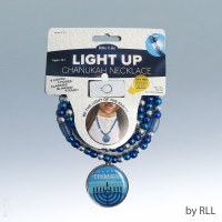 Chanukah Light Up Necklace Blue and Silver Beads