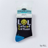 Chanukah Crew Socks LOL Lots Of Latkes Kids Shoe Size 1-5