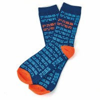 Passover Adult Crew Socks Blue and Orange