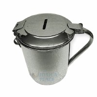 Stainless Steel Tzedakah Box with Attached Lock and Handle