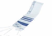 Tallis Wool Lurex Stripes Blue and Silver Stripes 18" x 72"