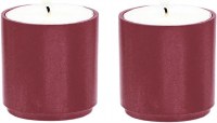Yair Emanuel Anodized Aluminum Tea Light Single Candle Holder Modular Stackable Maroon 2 Pack