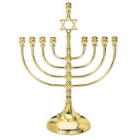 Traditional Brass Plated Candle Menorah
