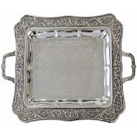 Silver Plated Tray with Handles Vine Design