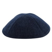 Denim Kippah with Pin Spot Dark Blue 19cm