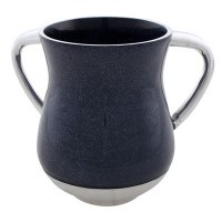 Aluminum Wash Cup Grey Glitter with Silver Handles
