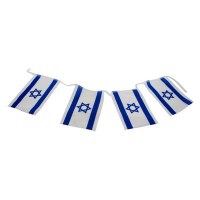 Israeli Flag Chain of 8 Small Size Flags