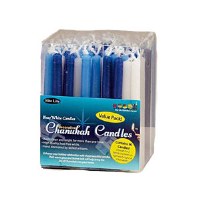 Value Pack of Decorative Blue & White Chanukah Candles, 90 per Tub
