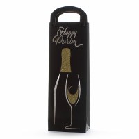 Foiled Purim Wine Gift Bag Black and Gold