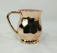 Acrylic Wash Cup with Metal Coating Hexagon Shape Copper Color