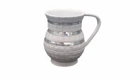 Acrylic Washing Cup Striped Gey Leather and Mini Mirror Tile Design