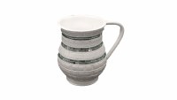 Acrylic Washing Cup Striped White Leather and Mini Mirror Tile Design