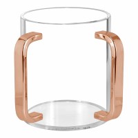 Lucite Wash Cup Round Cup Mirrored Rose Gold Handles
