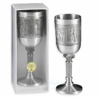 Traditional "Wedding" Genuine Pewter Kiddush Cup 7"