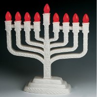 Electric Menorah The Knesset White Twelve Tribes with Orange Bulbs