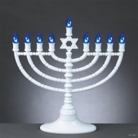Electric Menorah LED White with Blue Bulbs