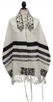 Yair Emanuel Tallis Black and Grey Magen David Design 20"