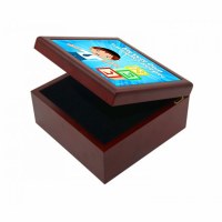 Yarmulka Keeper Box Boy and Blocks Design Blue