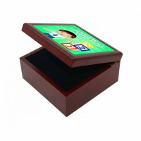 Yarmulka Keeper Box Boy and Blocks Design Green Customizable