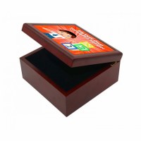 Yarmulka Keeper Box Boy and Blocks Design Orange