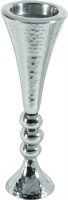 Yair Emanuel Judaica Anodized Aluminum Beaded Stem Candlesticks Silver