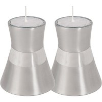 Yair Emanuel Anodized Aluminum Small Candlesticks - Silver